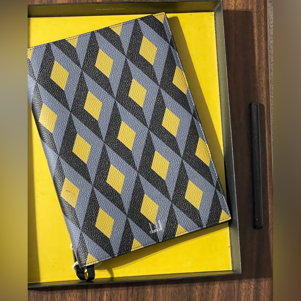 Dunhill leather a5 notebook planner cover- grey multicolor w/box